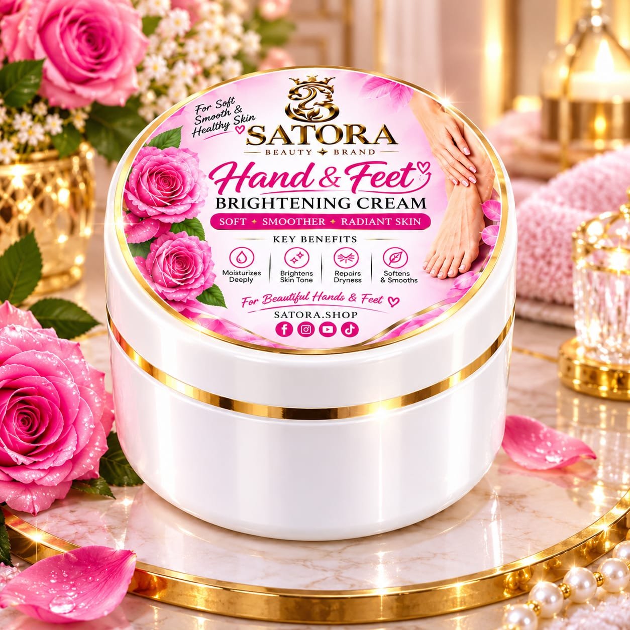 SATORA Hand & Feet Brightening Cream Soft • Smooth • Radiant Skin SATORA Hand & Feet Brightening Cream is a luxurious daily-care formula designed to moisturize, soften and brighten the appearance of dry, rough hands and feet. It helps improve the look of dryness and leaves skin feeling smooth, soft and beautifully radiant. - Image 5