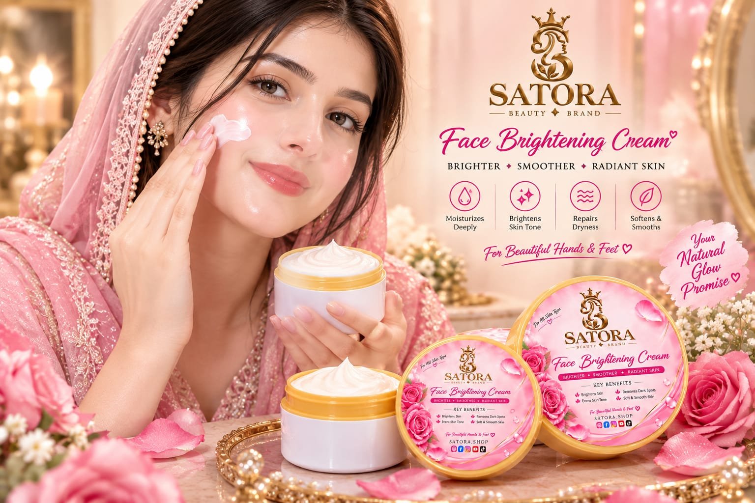 SATORA Face Brightening Cream A luxurious daily face cream designed to moisturize, brighten and smooth the appearance of skin. - Image 2