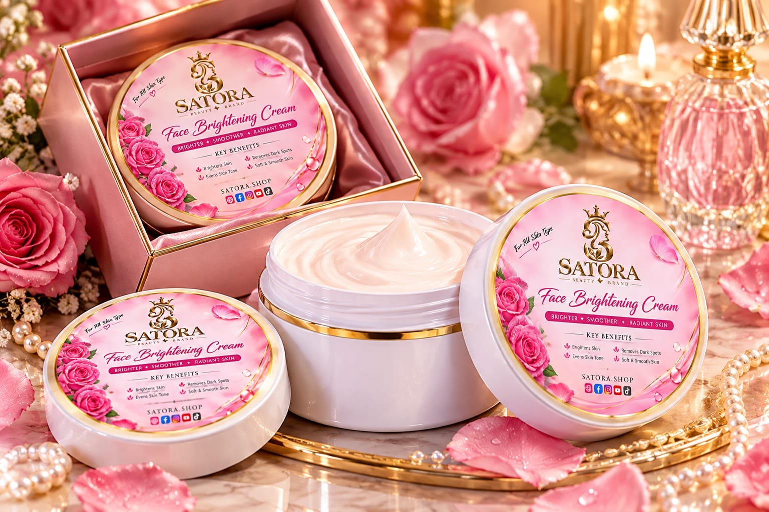 SATORA Face Brightening Cream A luxurious daily face cream designed to moisturize, brighten and smooth the appearance of skin. - Image 5